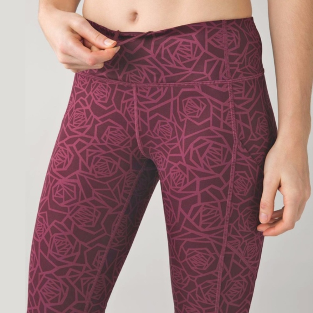 Lululemon High Times Posey Rose Burgundy Leggings